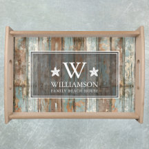 Monogram Family Namn Rustic Boho Wood Beach House