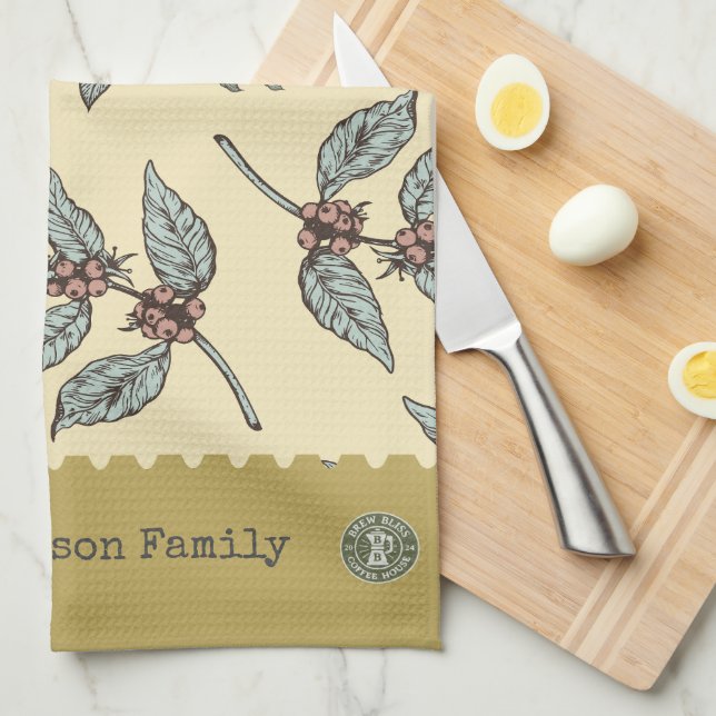 Monogram-färg Classic-kaffe mönster Kökshandduk (Vikt i Fjärdedel)