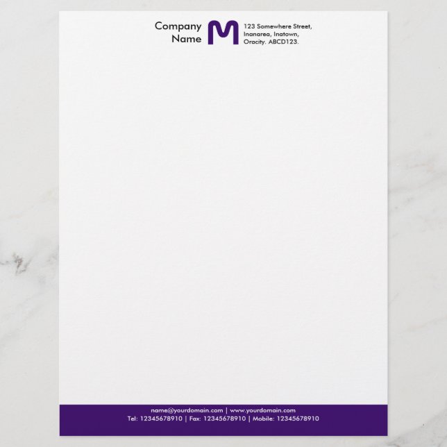 Monogram Färg Footer - Mörkens Lila Brevhuvud (Framsida)