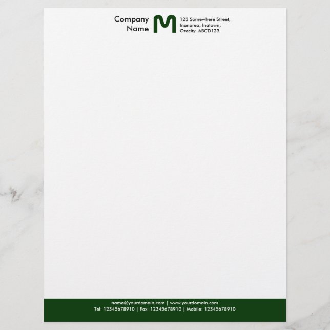 Monogram Färg-fot - Mörk grönt Brevhuvud (Framsida)