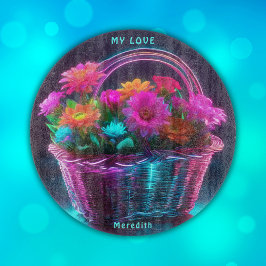 Monogram Färgad Flowers i Basket |