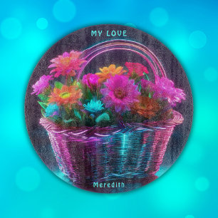 Monogram Färgad Flowers i Basket