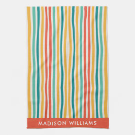 Monogram Färgad Linjer Elegant Snyggt Kitchen T Kökshandduk