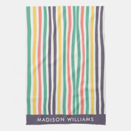 Monogram Färgad Linjer Elegant Snyggt Kitchen T Kökshandduk