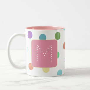 Monogram färgade punkter Mönster Två-Tonad Mugg