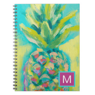 Monogram Färgämnet tropisk ananas Anteckningsbok Med Spiral