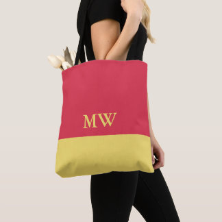 Monogram Färgblock Väska Mörk Rosa och Gul
