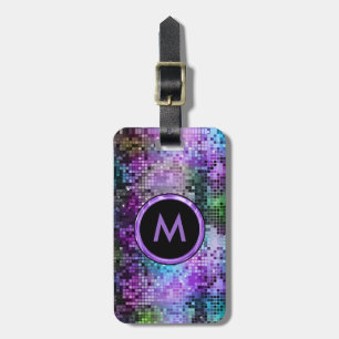 Monogram Färgfläckar vid Glitter Lila-övertoner Bagagebricka