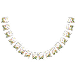 Monogram Färgglad Illustrerad Vild Blomma Vimplar