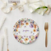 Monogram Färgglad Vild Blomma Illustrerad