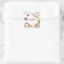 Monogram Färgglad Vild Blomma Illustrerad