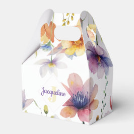 Monogram Färgglad Vild Blomma Illustrerad Presentaskar