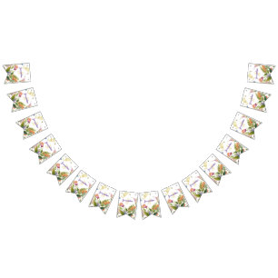 Monogram Färgglad Vild Blomma Illustrerad Vimplar