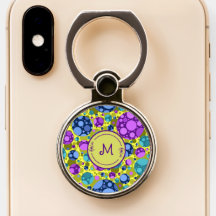 Monogram Färgglada prickar Blå Lila Turkos -