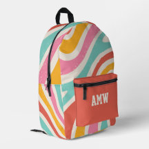 Monogram Färgglada Retro Vågor Ränder