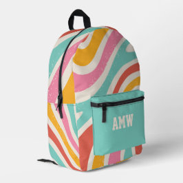 Monogram Färgglada Retro Vågor Ränder