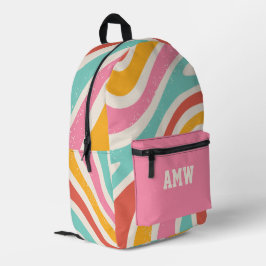 Monogram Färgglada Retro Vågor Ränder