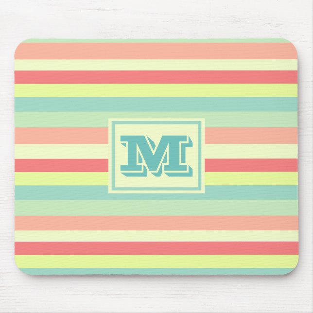 Monogram Färgglada Sommar Ränder Musmatta (Framsidan)