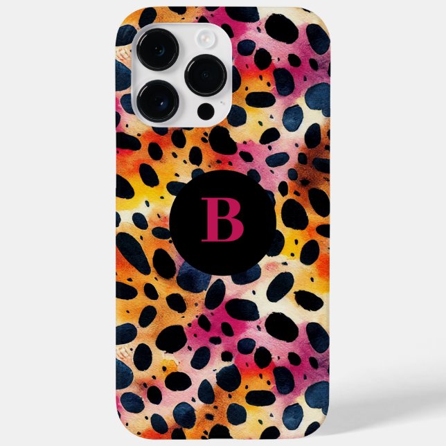 Monogram Färgglatt Modernt Leopardtryck  (Baksida)