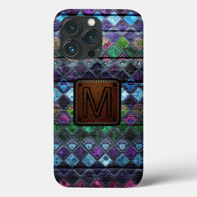 Monogram Färgglatt mosaikmönster (Baksida)