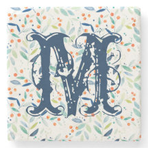 Monogram färglös botaniskt vattenfärgsfärgad Blad