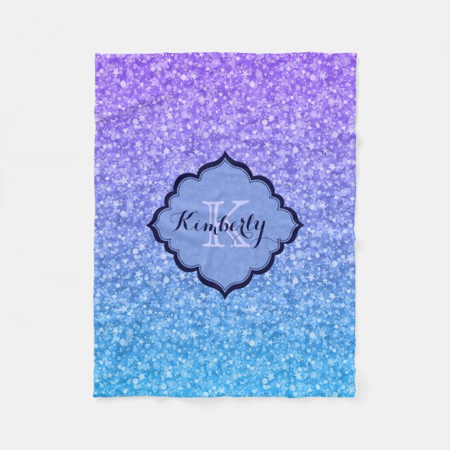 Monogram färglöst Glitter och Sparkles Mönster Fleecefilt (Framsidan)