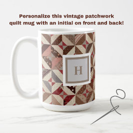 Monogram färglöst patchwork Quilt Coffee Mugg