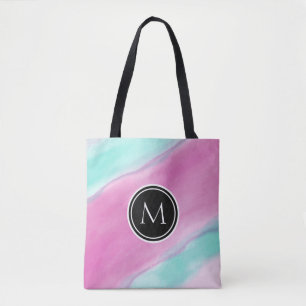 Monogram färglöst vattenfärg tygkasse