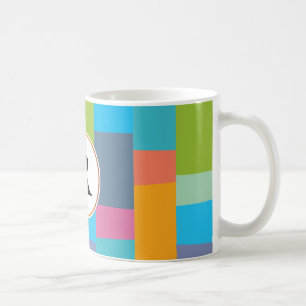 monogram & färgrikt mönstrat kaffemugg