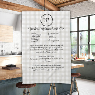 Monogram Farmhouse Recipe Keepsaké Buffalo Play Kökshandduk