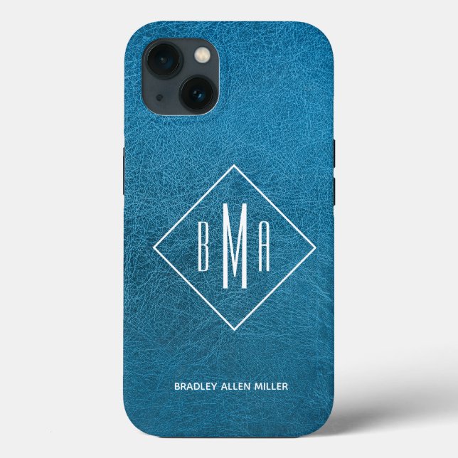 Monogram Faux Blue Leather (Baksida)