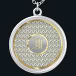 Monogram Faux Diamonds, Guld & Steel Silverpläterat Halsband<br><div class="desc">Elegant faux guld och diamanter skrivs ut med anpassningsbar och monogram som tillval. Inte äkta metall utan tryckt bild av diamanter och stål.</div>