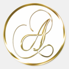Monogram faux Guld kuvert eller försegling Runt Klistermärke