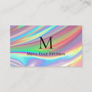 Monogram Faux Holografiska regnbåge Visitkort