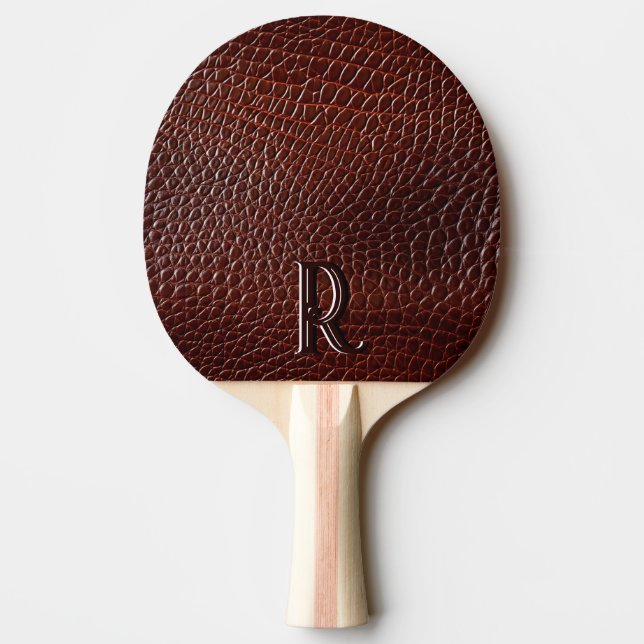 Monogram Faux Leather Brown Embossed Pingisracket (Baksidan)