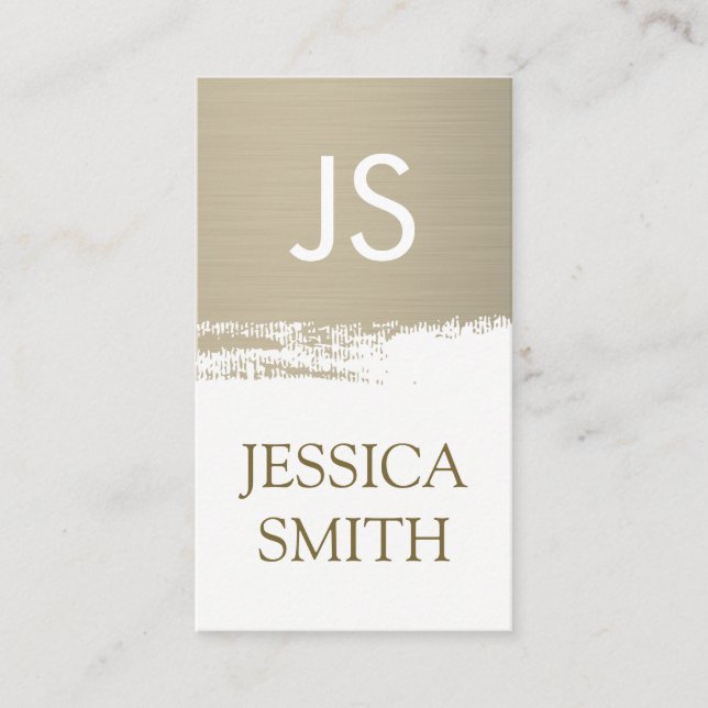 Monogram Faux Metallic Brushed Visitkort (Framsida)