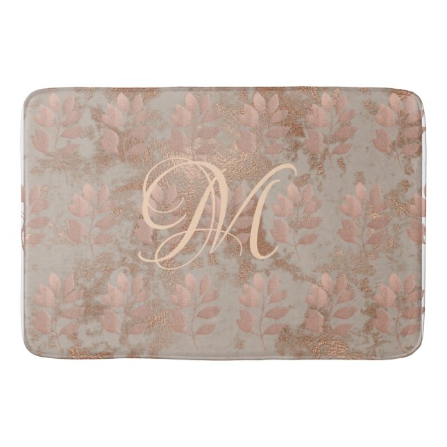 Monogram Faux Ro Guld mönster Bath Mat Badrumsmatta (Framsidan)