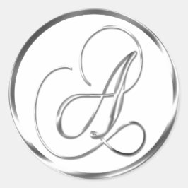 Monogram faux Silver kuvert eller försegling Runt Klistermärke