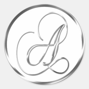 Monogram faux Silver kuvert eller försegling Runt Klistermärke