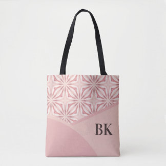 Monogram Feminine Söt Rosa Geometric Mönster Tygkasse