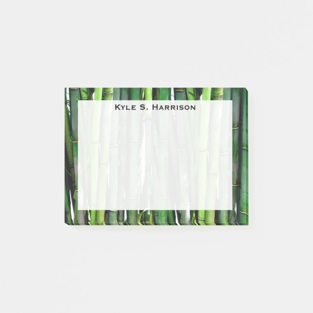 Monogram Feng Shui Grön Bambu Rikedom Post-it Block (Framsida)