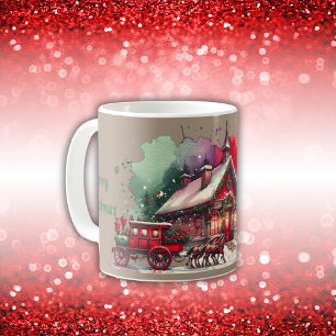 Monogram Festive Vintage jul på brunt   Kaffemugg