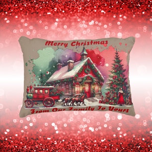 Monogram Festive Vintage jul på brunt   Prydnadskudde