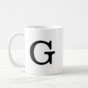 Monogram fet, enkelt, svart och vit kaffemugg
