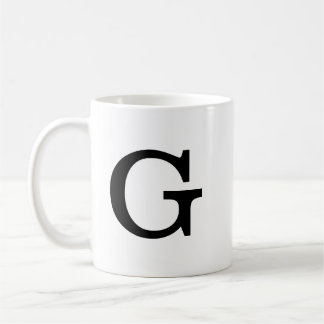Monogram fet, enkelt, svart och vit kaffemugg