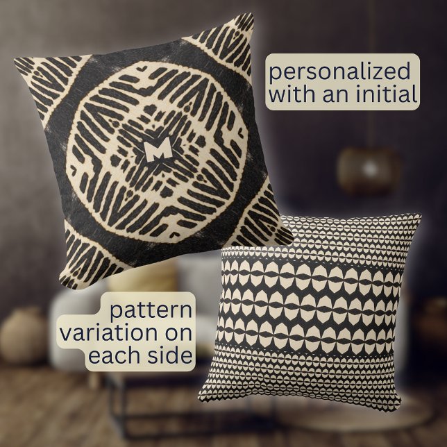 Monogram fet geometrisk mönster boho kudde (Skapare uppladdad)
