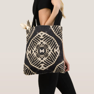 Monogram fet geometrisk mönster boho tygkasse