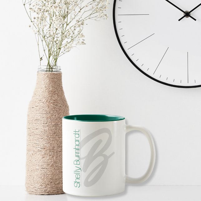 Monogram fet, minimal Personlig Emerald Grönt Två-Tonad Mugg (Skapare uppladdad)