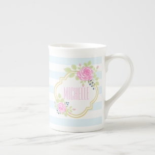 Monogram Finare Rosa ros Blueberry Bone China Mugg Benporslin Mugg