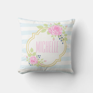 Monogram Finare Rosa ros Blueberry Dekorativ kudde